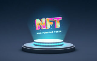 NFT letters floating above a light